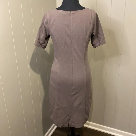 Garnet Hill 00 Pencil Dress Round Neck Short Sleeves Grey Sheer Lining Dress - Picture 5 of 10